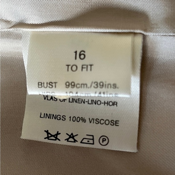 JAEGER Vintage Cream Linen Blend Lined Long Jacket Neutral Coastal Classic Chic - Picture 10 of 17